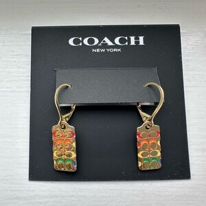Coach Rainbow C Tag Drop Earrings NWT